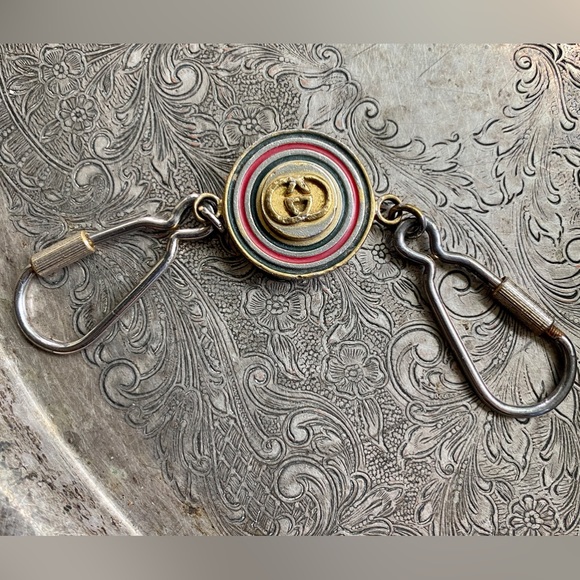 Authentic Vintage GUCCI Enamel Keyring KEY RING   Accessory 1970’s GG - Picture 2 of 8